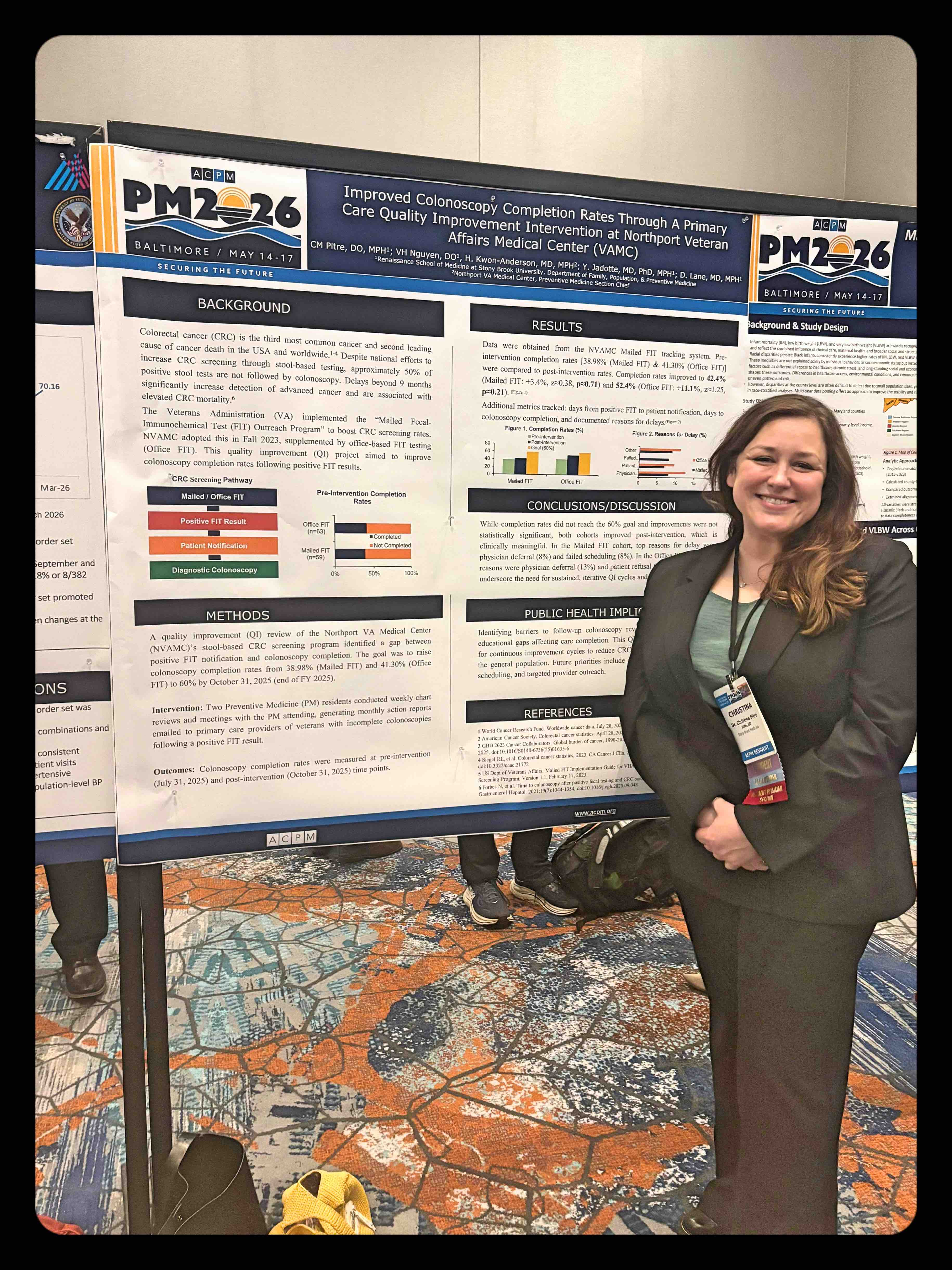 Dr. Pitre at ACPM 2026 Dr. Pitre standing in front of poster at ACPM